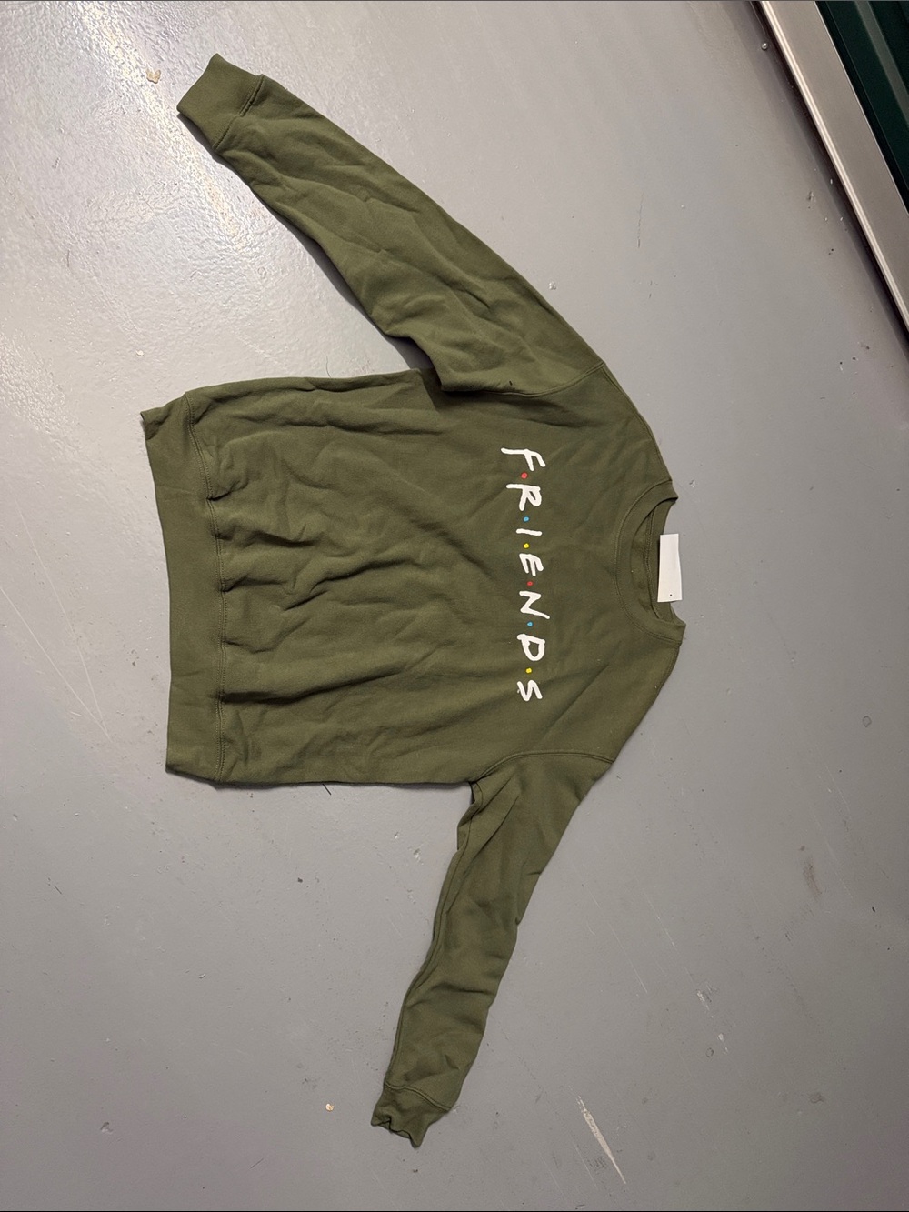 'FRIENDS' Olive Green Graphic Crewneck Sweatshirt